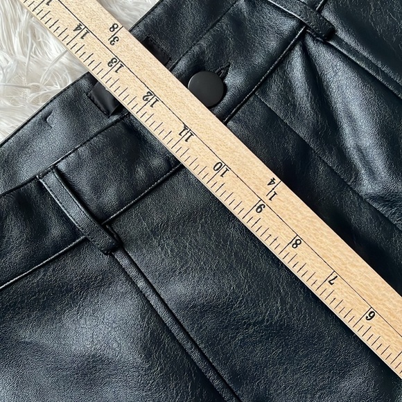 NEW Wildfox Vegan Leather Pants Sze M High Rise w/ Split Hem Straight Leg Chic - Picture 10 of 16